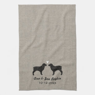 Boykin Spaniel Silhouettes with Heart Tea Towel