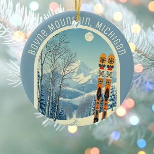 Boyne Mountain Michigan ski souvenir  Ceramic Tree Decoration