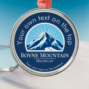 Boyne Mountain Michigan ski vacation medal Metal Tree Decoration