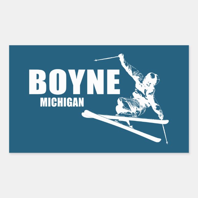 Boyne Mountain Resort Michigan Skier Rectangular Sticker (Front)