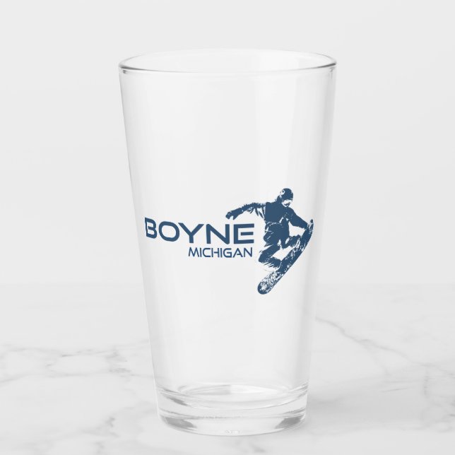 Boyne Mountain Resort Michigan Snowboarder Glass (Front)