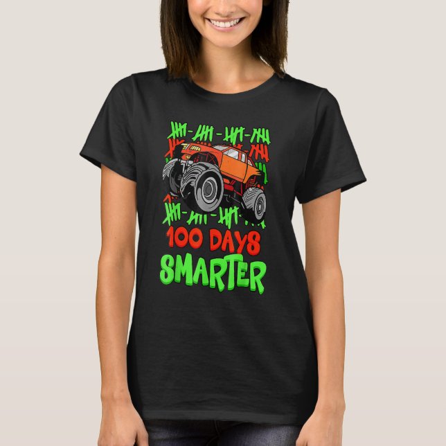 Boys 100th Day of School Shirt Monster Truck 100 S (Front)