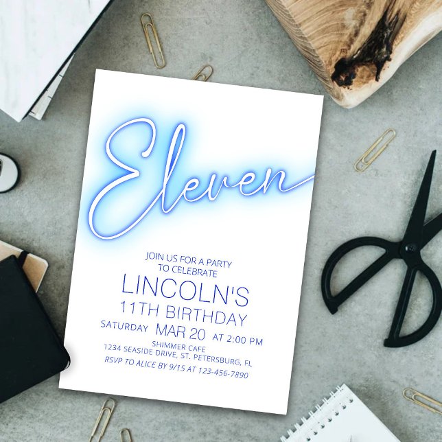 Boys 11th Neon Pool Birthday Invitation (Creator Uploaded)