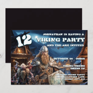 Boys 12th viking birthday Warrior & Demons Invitation