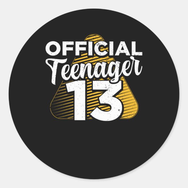 Boys 13th Birthday Official Teenager Classic Round Sticker (Front)