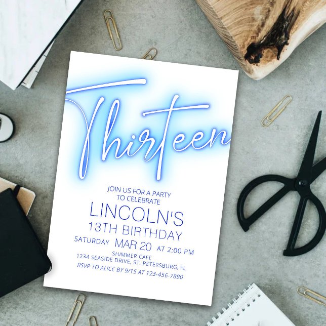 Boys 13th Neon Pool Birthday Invitation (Creator Uploaded)