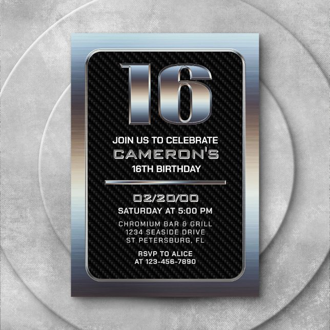 Boy's 16th Birthday Invitation (Creator Uploaded)