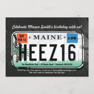 Boy's 16th Birthday Maine License Invitation