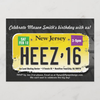 Boy's 16th Birthday New Jersey License Invitation