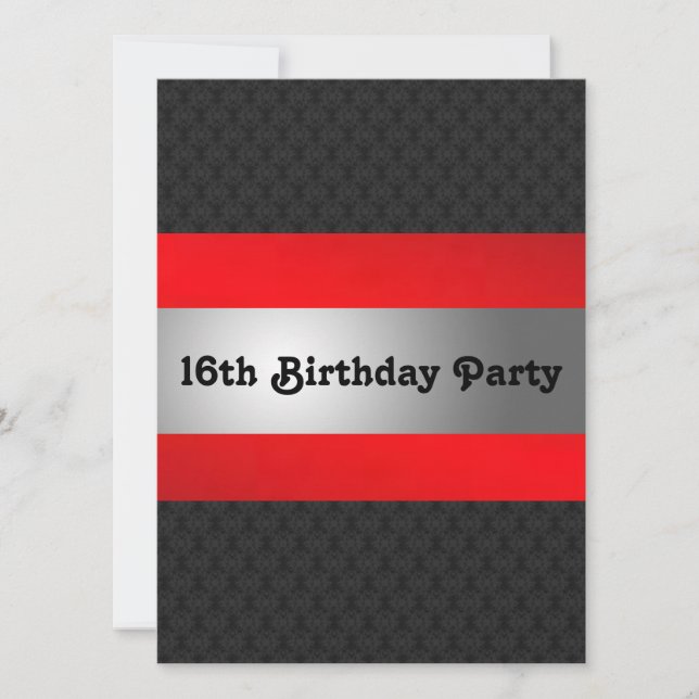 Boy's 16th Birthday Party Invite (Front)