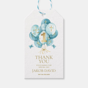 Boys 1st Birthday Baptism Thank You Favor Tag