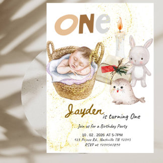 Boy's 1st Birthday Party Invitation
