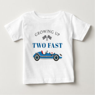 Boy's 2nd Birthday Blue Race Car Personalised Baby T-Shirt