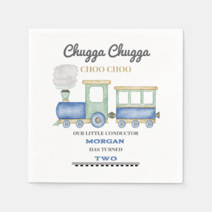 Boy's 2nd Birthday Blue Train Chugga Choo   Napkin