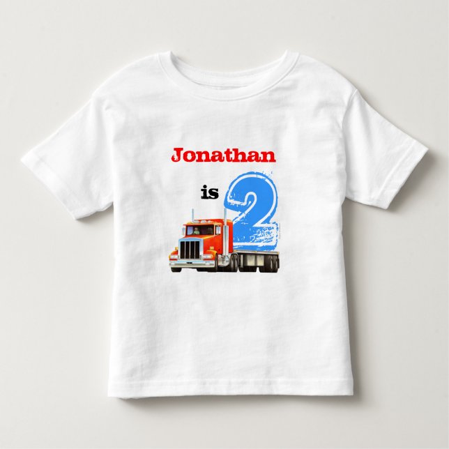Boys 2nd Birthday Red Truck Toddler T-Shirt (Front)