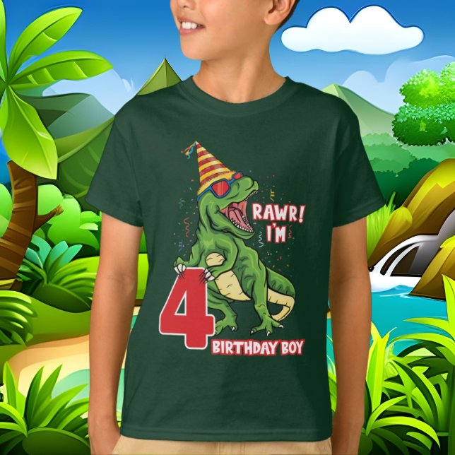 boys 4th Birthday dinosaur T-Shirt (Creator Uploaded)