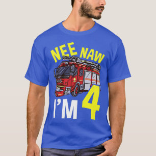 Boys 4th Birthday fire truck fire engine cute coo T-Shirt