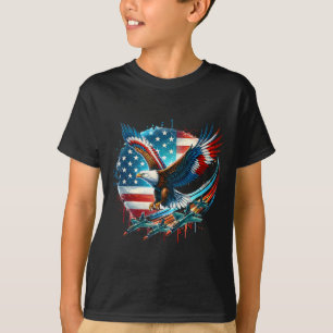 Boys 4th Of July American Bald Eagle Usa Flag Figh T-Shirt