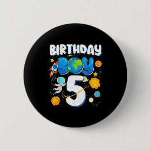 Boys 5th birthday astronaut space planets four 6 cm round badge
