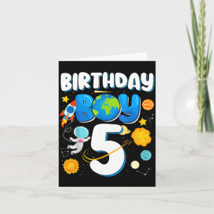 Boys 5th birthday astronaut space planets four card
