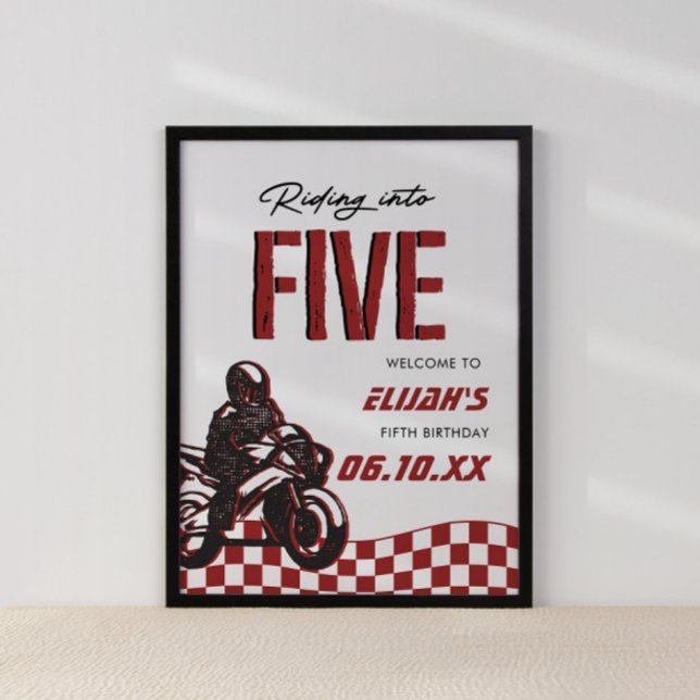 Boys 5th Motocross Dirt Bike Birthday Poster (Creator Uploaded)