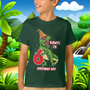 boys 6th Birthday dinosaur T-Shirt