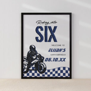 Boys 6th Motocross Dirt Bike Birthday Poster