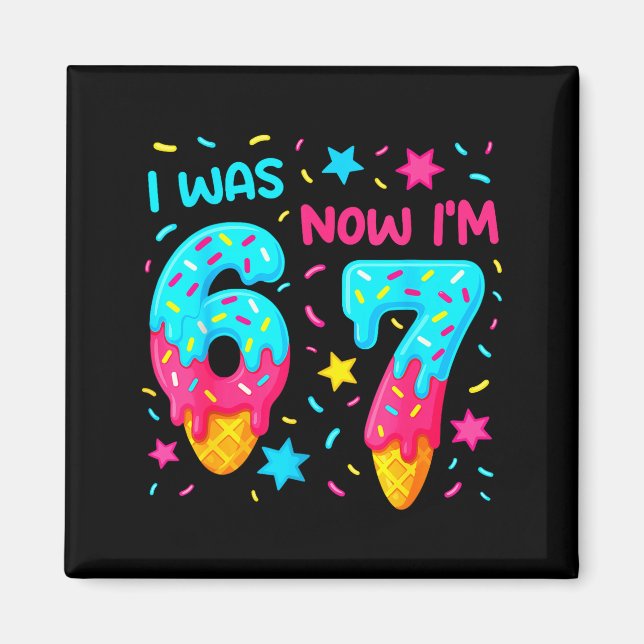 Boys 7th Birthday Baseball Ice Cream Magnet (Front)