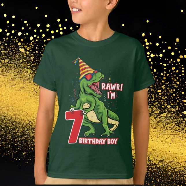 boys 7th Birthday dinosaur  T-Shirt (Creator Uploaded)