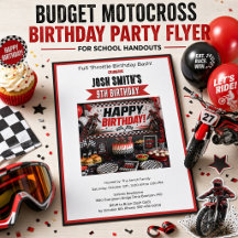 Boys 9th Birthday Motocross Party Invite