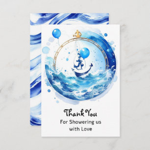 Boy's Adventure Nautical Watercolor Baby Shower Thank You Card