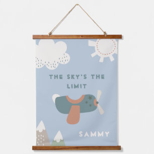Boys Aeroplane Sky's the Limit Personalised Hanging Tapestry