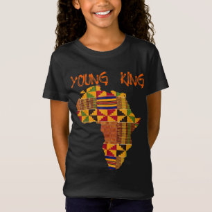 Boys African Kente Print Little Kids with King Ken T-Shirt