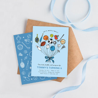 Boys All Ball Sports Birthday Party Invitation