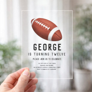 Boys American Football Kids 12th Birthday Acrylic Invitations