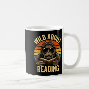 Boys animal funny wild about reading bigfoot book coffee mug