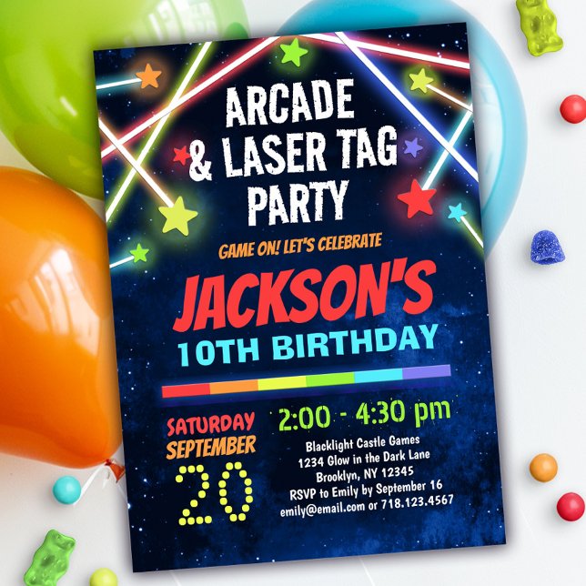 Boys Arcade & Laser Tag Birthday Party Invitation (Creator Uploaded)