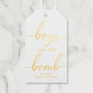 Boys Are The Bomb Gold Foil Favour Gift Tag