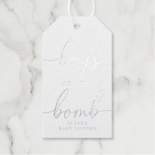 Boys Are The Bomb Silver Foil Favour Gift Tag