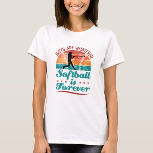 Boys Are Whatever Softball Is Forever Teens Retro T-Shirt
