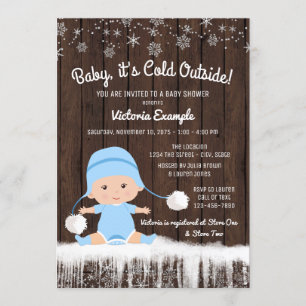 Boys Baby its Cold Outside Winter Baby Shower Invitation