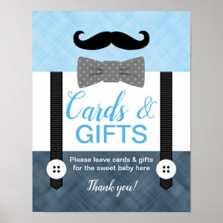 Boys baby shower cards and gifts sign navy blue
