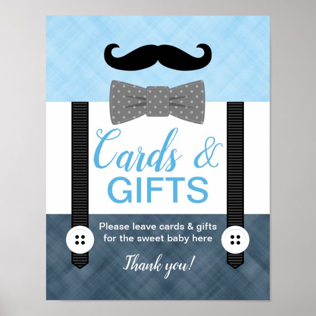 Boys baby shower cards and gifts sign navy blue (Front)