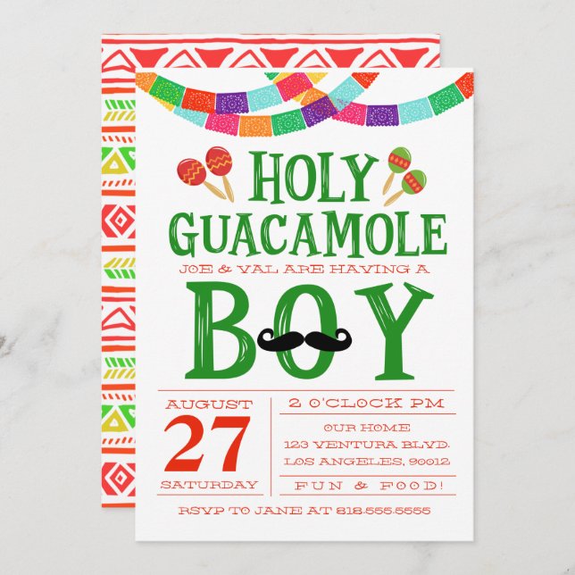 Boy's Baby Shower Fiesta Invitation (Front/Back)