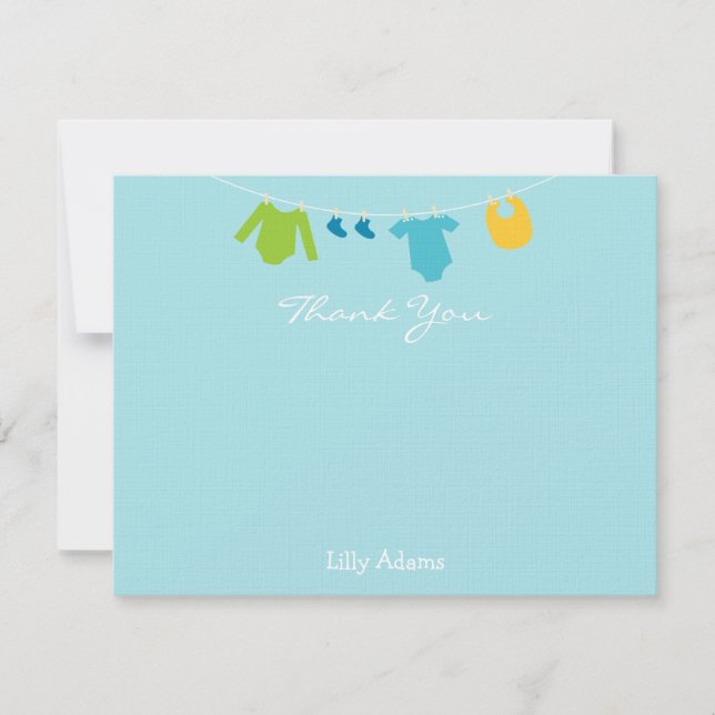 Boys Baby Shower Thank You Note Note Card (Front)
