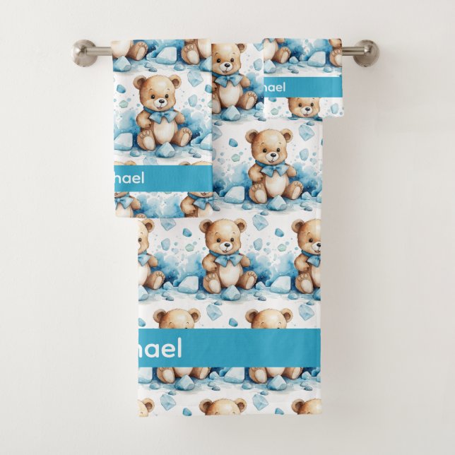 Boy's Baby & Toddler Bath Towel Set | Custom Name (Insitu)