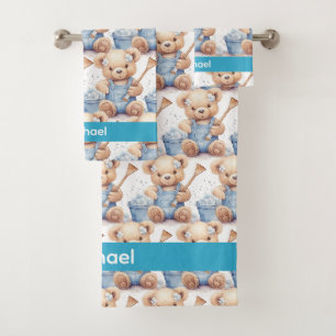 Boy's Baby & Toddler Bath Towel Set Custom Name