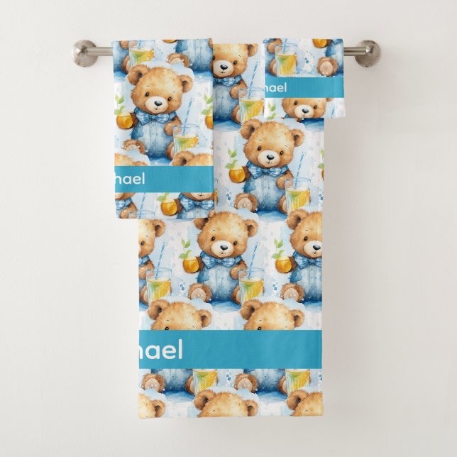 Boy's Baby & Toddler Bath Towel Set | Custom Name (Insitu)