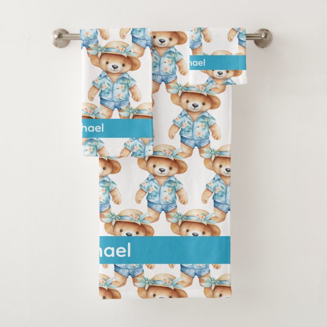 Boy's Baby & Toddler Bath Towel Set | Custom Name (Insitu)