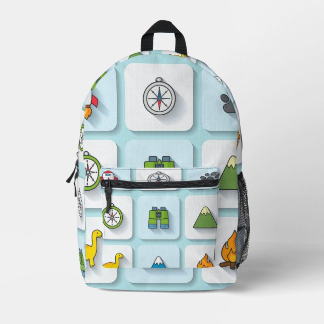 Boys' Backpack with Mini Explorer Icons (Front)